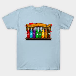 Zombie Perks Top Shelf Zombies Beware on Light Blue T-Shirt